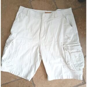 Get Lucky Cargo Shorts Sz 34W Distress Fray Big Pockets Gorpcore Coastal Hike